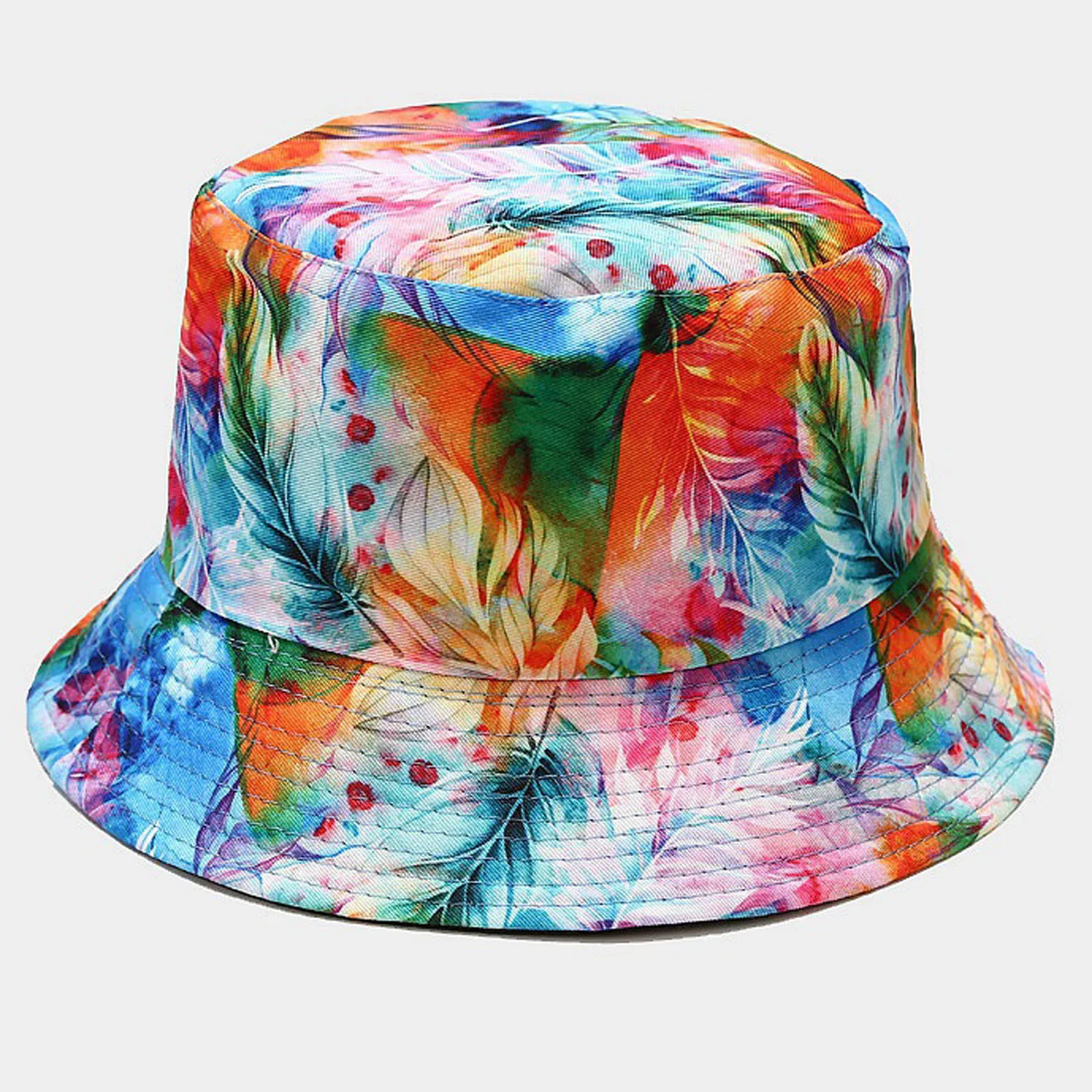 

2021 Summer Fisherman Hat Reversible Harajuku Bucket Hats For Womens Mens Street Hip Hop Cap Rainbow Floral Printed Fishing Hat