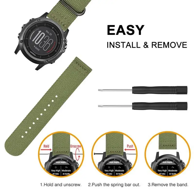 YOOSIDE Fenix 6X26 мм спортивный нейлоновый ремешок для часов NATO с винтовыми инструментами и наконечниками ремешок для часов Garmin Fenix 3/3 HR/Fenix 5X/5X Plus