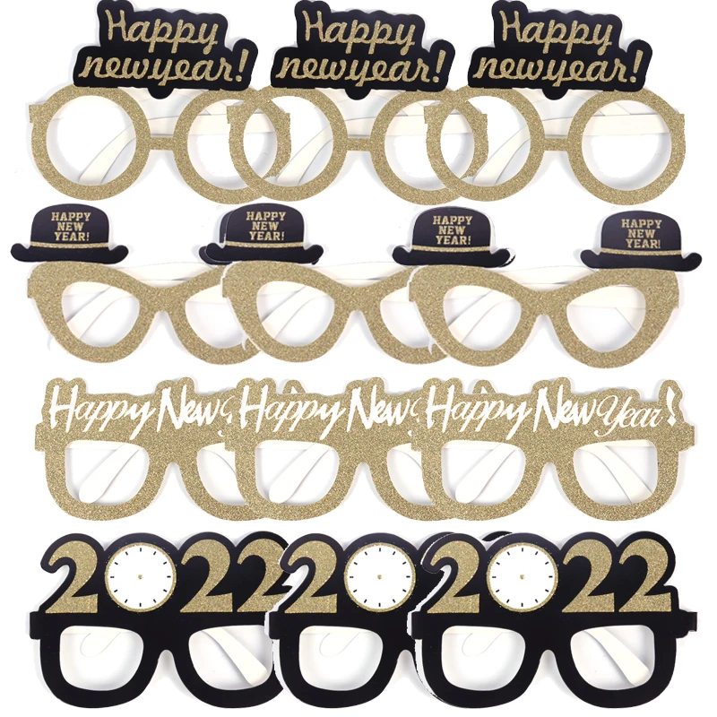12pcs 2022 New Year Glasses Frame Photo Booth Props New Year Eve Party Glasses Kids Favors Photo Props Christmas Decoration delores fossen lone star christmas cowboy christmas eve book 1 unabridged