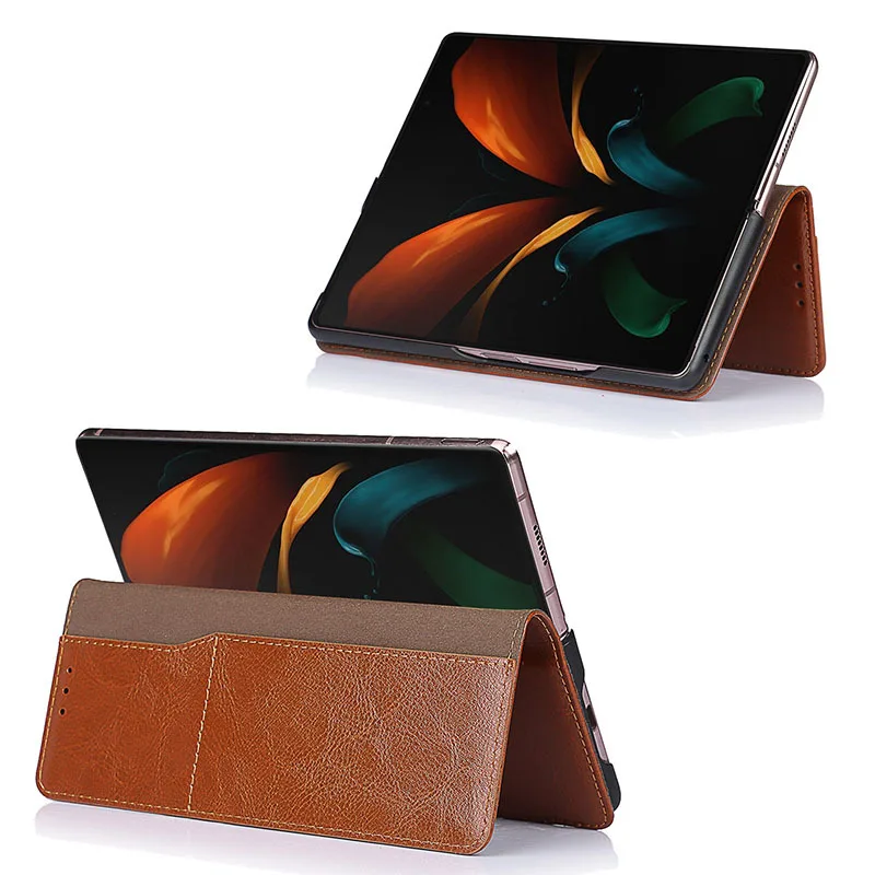 

Case Back Have Magnetic Attraction Can Be Used Separately Genuine Leather Wallet Flip Case for Galaxy Z Fold 2 Case
