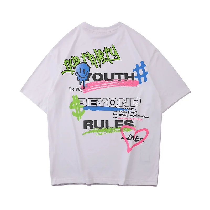 Футболка с буквенным принтом уличная одежда хип-хоп забавная футболка