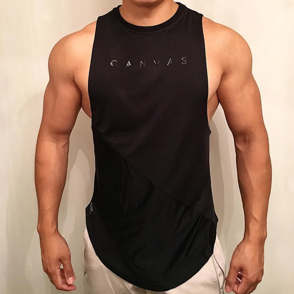 

Bodybuilding Sporty Tank Top Men Gyms Fitness Workout Sleeveless Shirt Male Stringer Singlet Summer Casual Loose Undershirt Vest