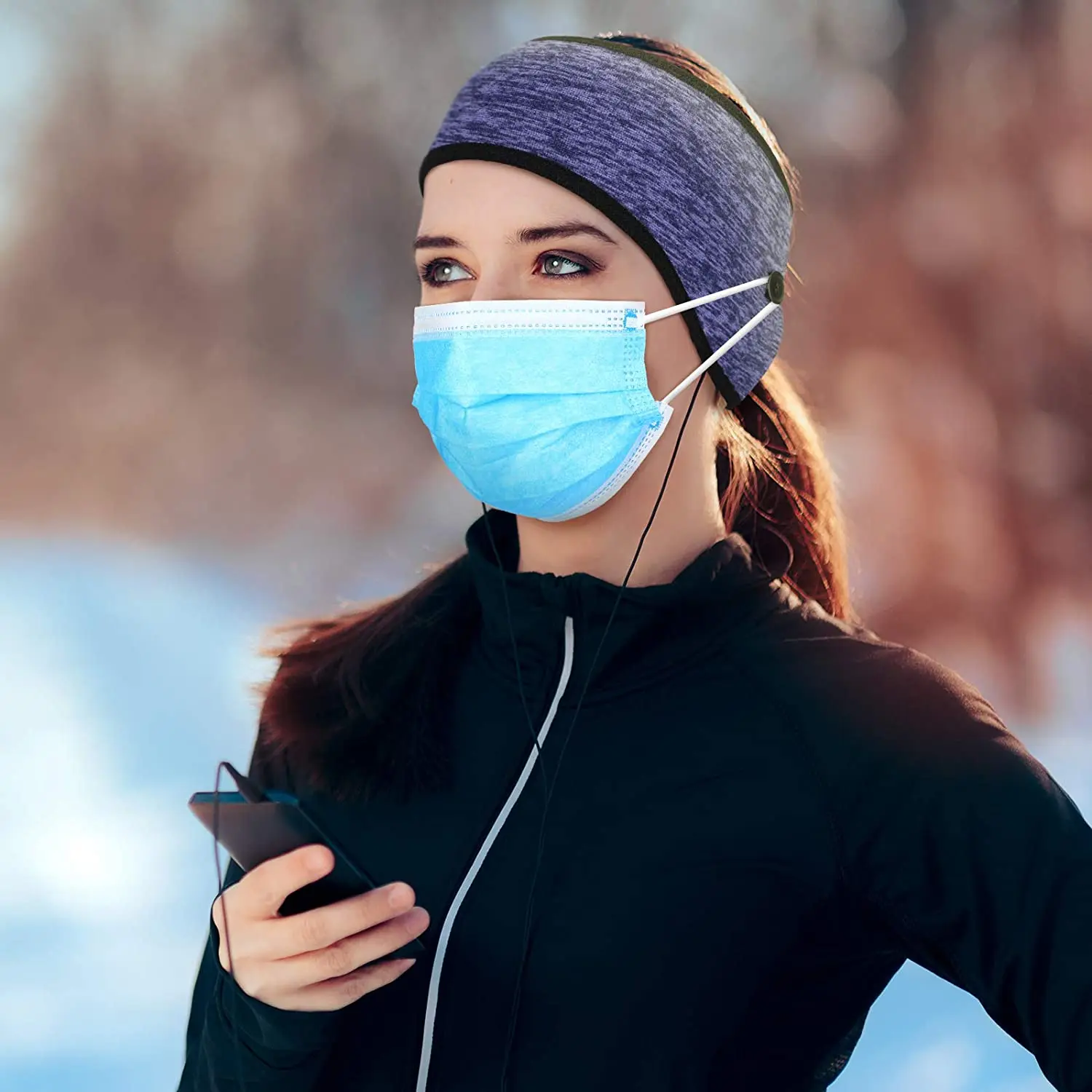 

New Breathable Winter Warm Fleece Ear Cover Women Girls Hair Bands Running Headband Hair Sweat Outdoor Sports Earmuffs