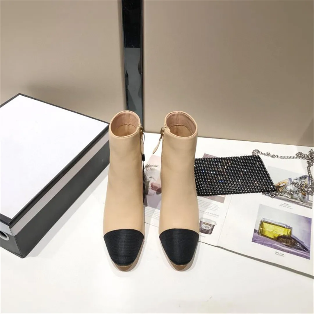

Fashion Luxury Genuine Leatherr Women Boots Brand Designer High Heels Short Boots Ladies Pointed Horseshoe Heel Female Shoes