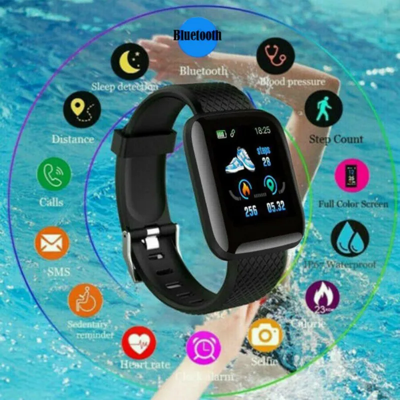 

116Plus Smart Watch Band Heart Rate Blood Pressure Tracker Waterproof Pedometer Sleep Monitor Wristbands For iOS Androd