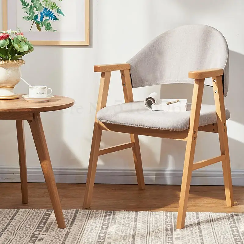 Solid Wood Chair Home Dining Office Computer Leisure Back Desk Nordic Minimalist Living Room |
