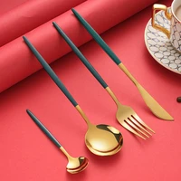 luxury stainless steel tableware set fork knife spoon hotel home 4pcs gold dinnerware cutlery set kitchen flatware high end gift