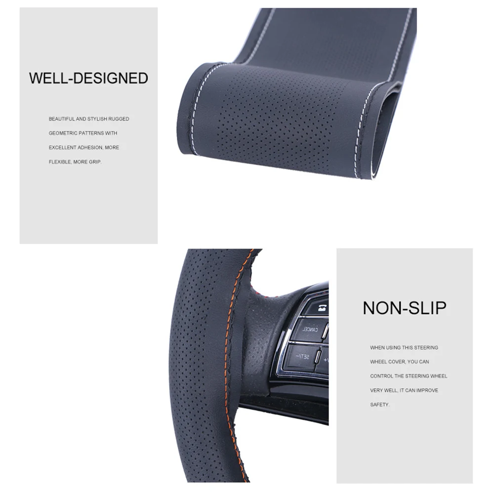 Универсальный кожаный чехол для руля диаметром 38 см оплетка с иголкой и нитью