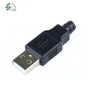 10 шт., 4-контактный Штекерный разъем USB Type A с черной пластиковой крышкой