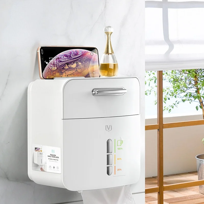

Multifunctional acrylic tissue box perforated waterproof bathroom toilet wall toilet roll paper kitchen paper tray