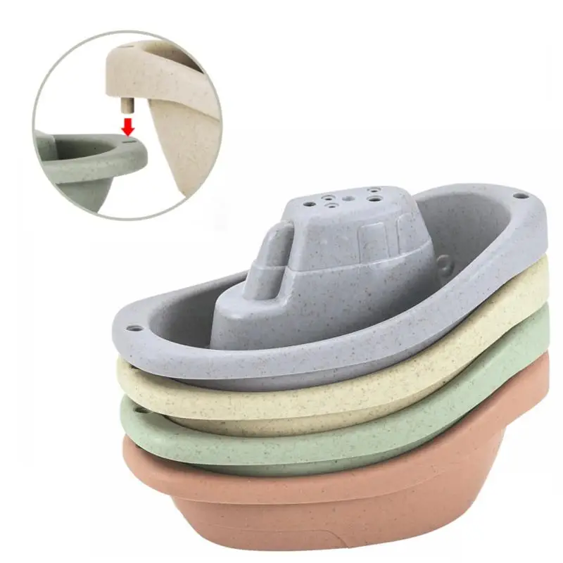 

6pcs Stacked Cups Baby Stacking Cup Toy Folding Boat Shape Tower Bathing Shower Swimming Pool Play Water Kit Educational Toys