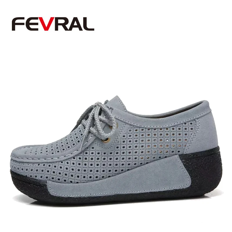 Мокасины FEVRAL женские на плоской платформе Элегантные замшевые лоферы шнуровке