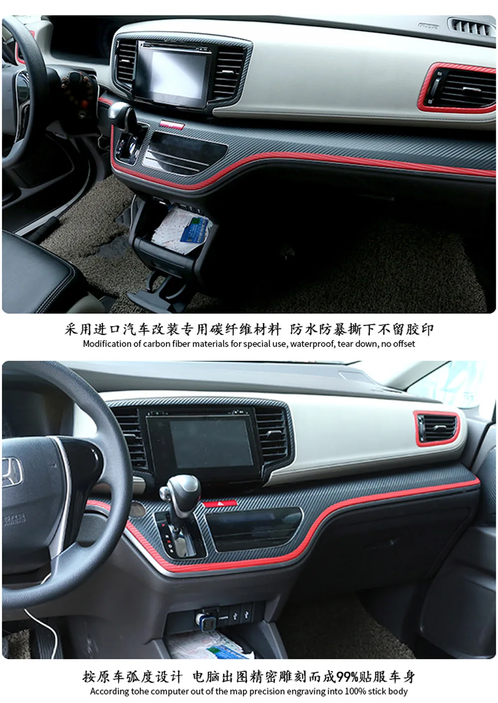 Для Honda Odyssey/Elysion-18 внутренняя Центральная панель управления дверная ручка наклейки из углеродного волокна наклейки аксессуары для стайлинга автомобилей
