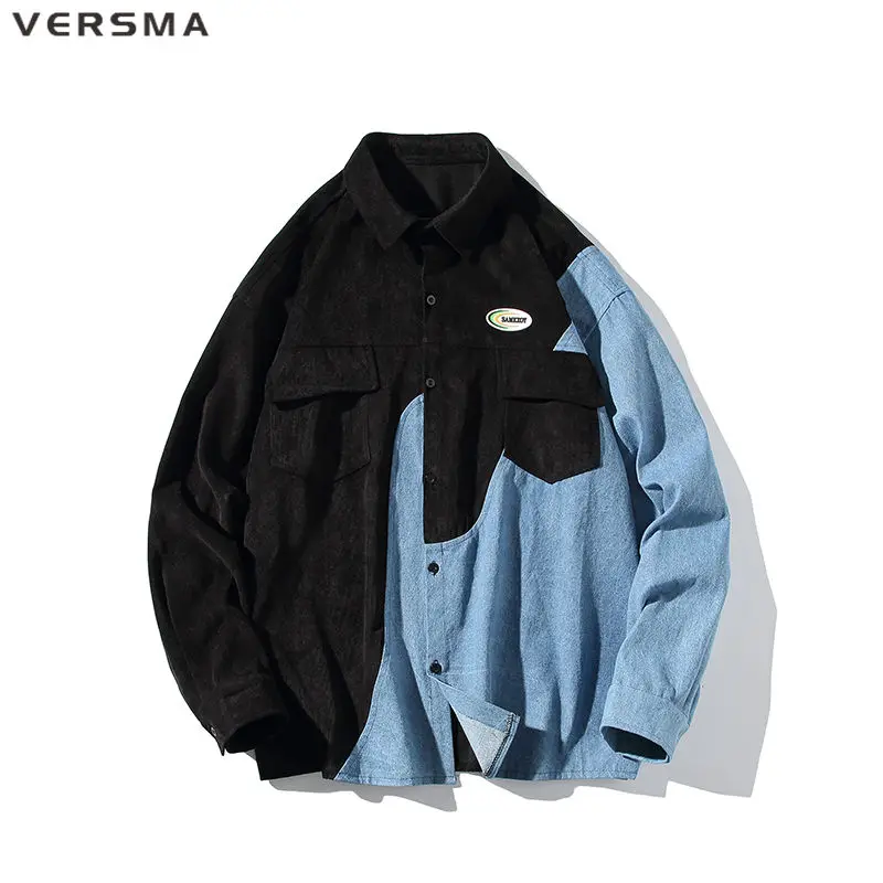 

Рубашка мужская Вельветовая с длинным рукавом, в стиле хип-хоп