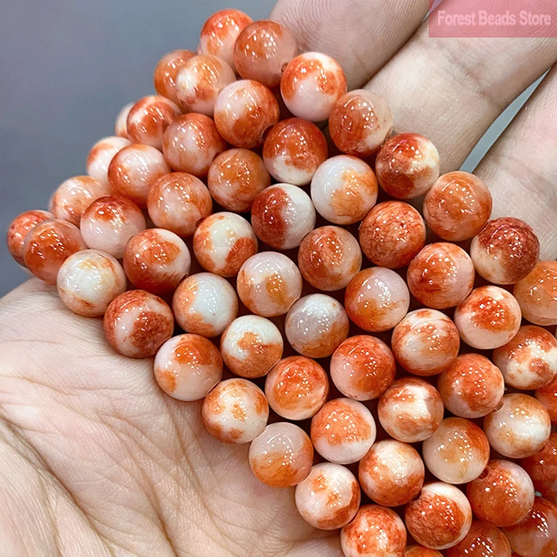 

Smooth Natural Stone Orange Persian Jades Round Spacer Beads for Jewelry Making DIY Accessories Bracelets 15'' 6/8/10/12mm