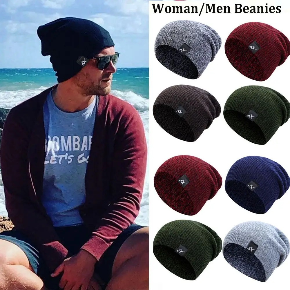 

High Quality Woman/Men Solid Cute Ladies Casual Cap Knitted Beanies Female Beanie Caps Warmer Bonnet Winter Autumn Hats