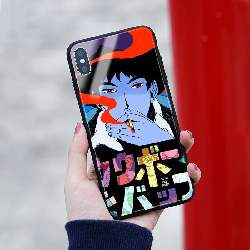 Космический ковбой Bebop Coque мягкий силиконовый стеклянный чехол для телефона, чехол для Apple iPhone 6 6s 7 8 Plus X XR XS 11 Pro max