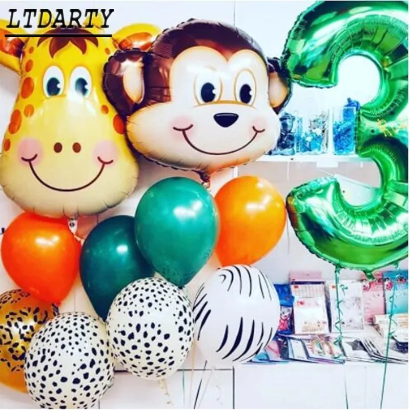 40 дюймовый светодиод зеленый Количество воздушных шаров джунгли вечерние Фольга