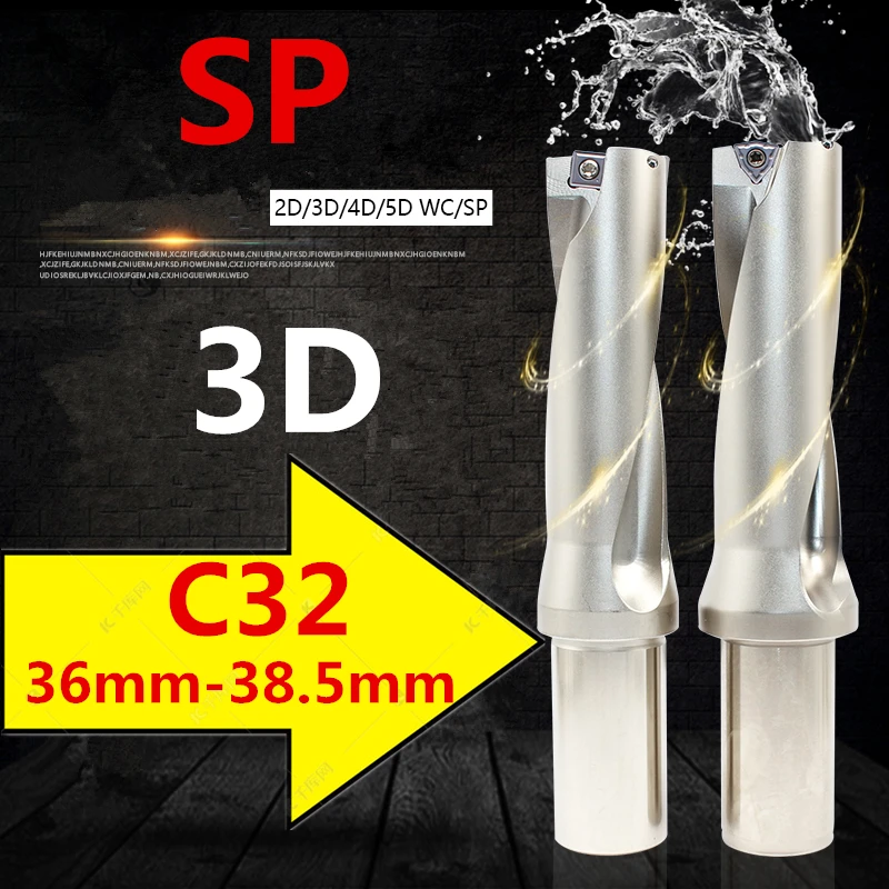 SP C32 3D SD 36 36.5 37 37.5 38 38.5 Indexable Insert Drilll 3D High Speed Fast U Drill for SP11 Indexa Inserts