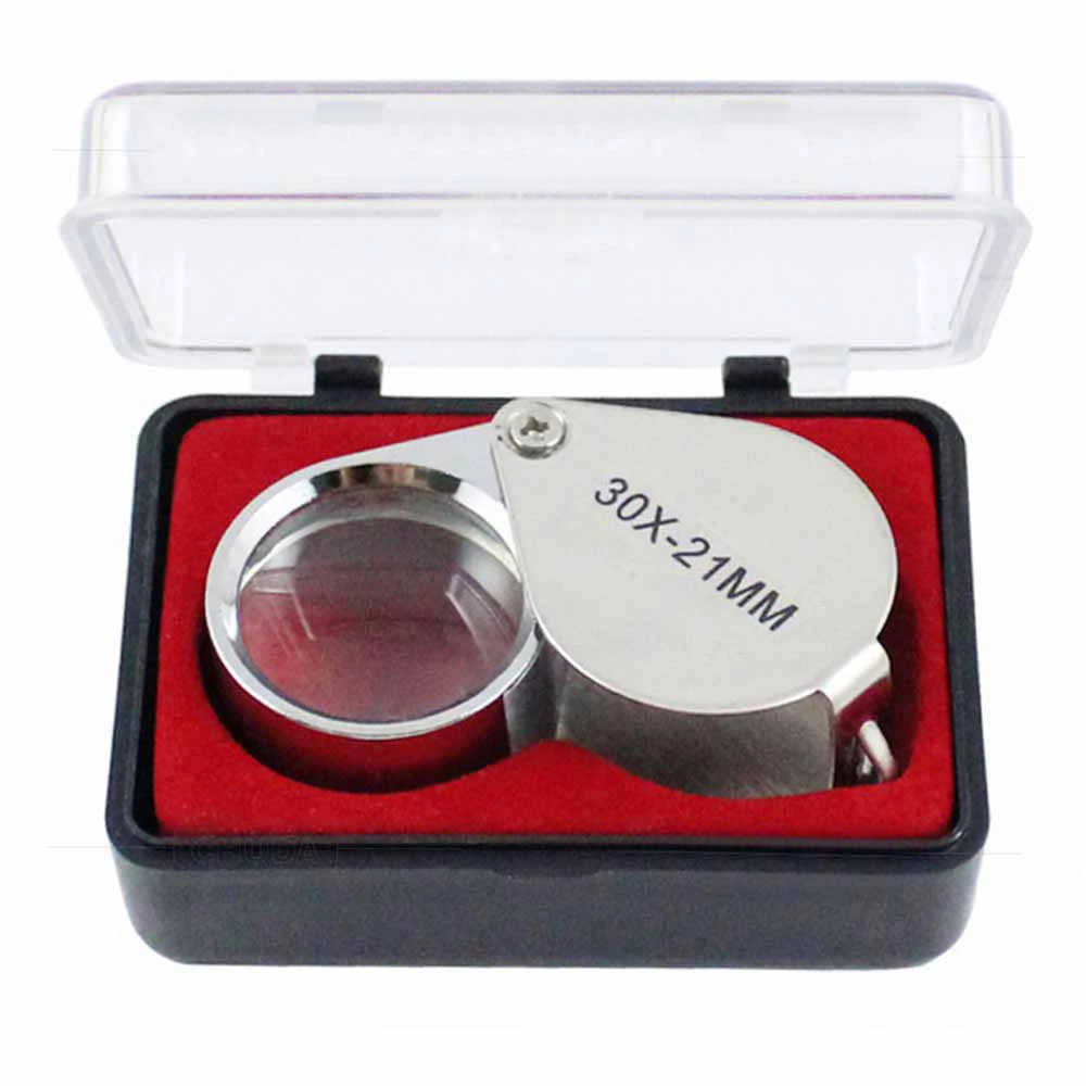 

Jewelry Magnifier 30X Magnifying Glass Jewelry Loupe With 30x21mm Pattern Pocket Loupe For Watches DIY Crafts Carving Repairing