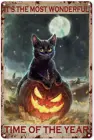 Настенный декор в виде тыквы, черная кошка, тыква, это самое замечательное время года, жестяной знак, украшение, винтажный металлический постер жестяной знак