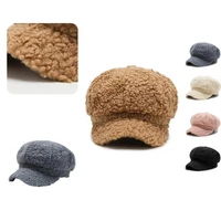 stylish octagonal cap super soft warm fleece women baker cap women beret baseball cap