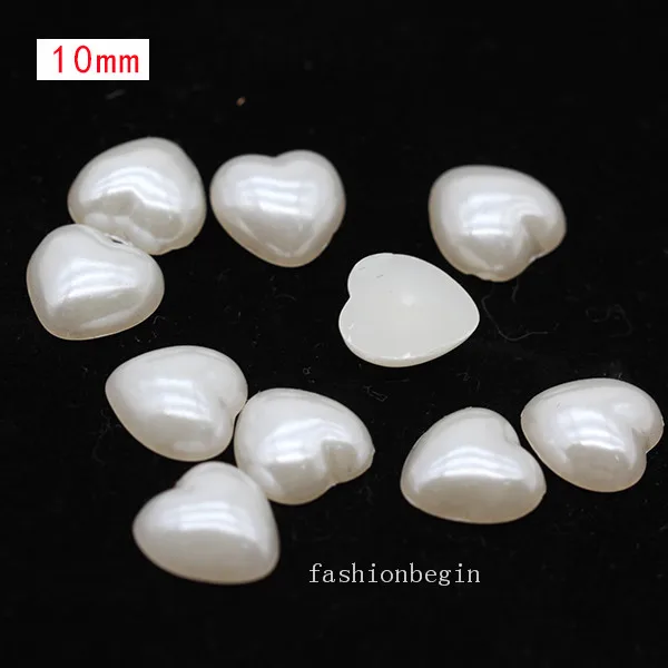 100p10mm heart Имитация жемчуга цвета слоновой кости для скрапбукинга, украшения для рукоделия, украшения для ногтей, изготовление свадебных открыток, сшитые бусины для одежды, разные формы - Цвет: 100p10mm heart