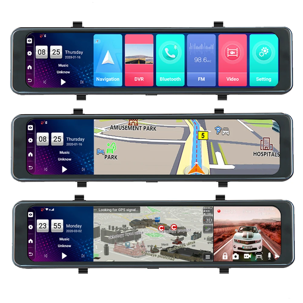 Русский язык Зеркало-видеорегистратор ANTCAM 12 дюймов 4G Android 8 1 GPS-навигация 2 Гб ОЗУ 32