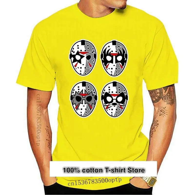 

Camiseta с mascarillas de Jason Rock для детей и девочек, camisa negra de Metal с caras de beso, подарок на Хэллоуин, nueva
