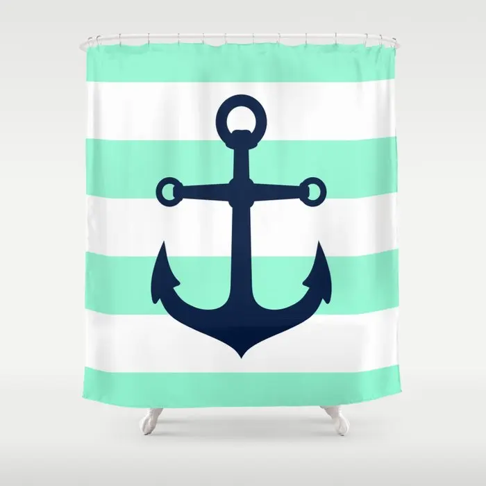 

Striped Anchor Shower Curtain Waterproof Bathroom Decorations Polyester Bathroom Shower Curtain