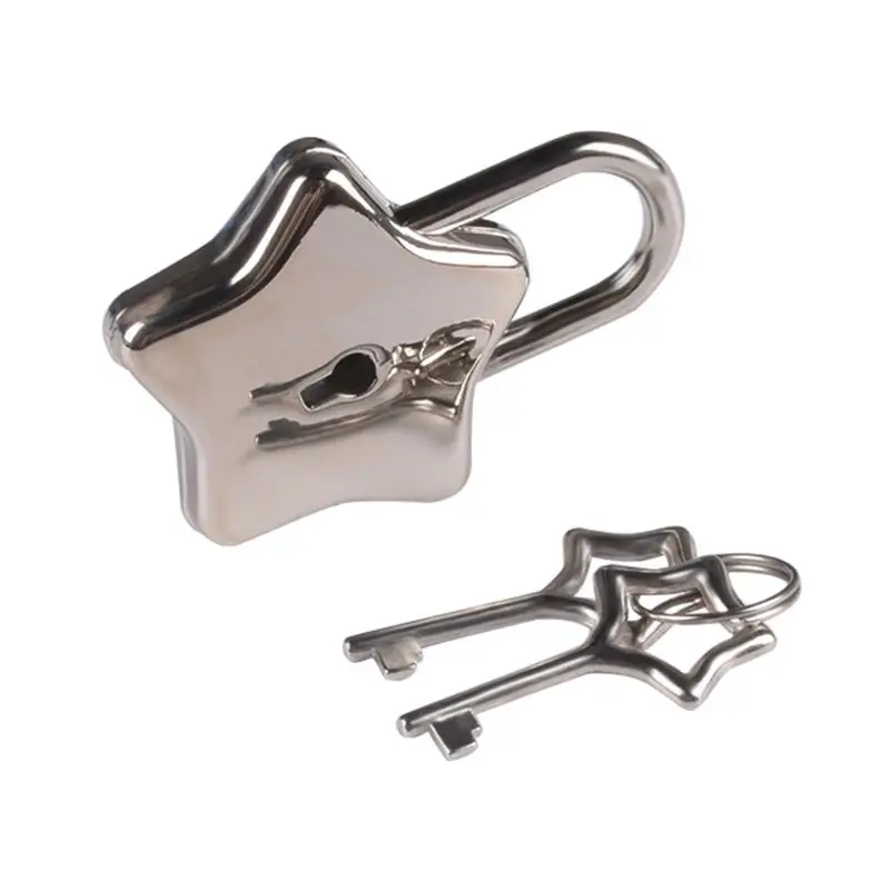 

Metal Star Shape Padlock with Key Closure Security Lock for Diary Purse Handbag