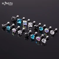 1pair zircon 4 prong tragus cartilage stainless steel ear stud 5mm star heart round crystal zircon earrings piercing jewelry