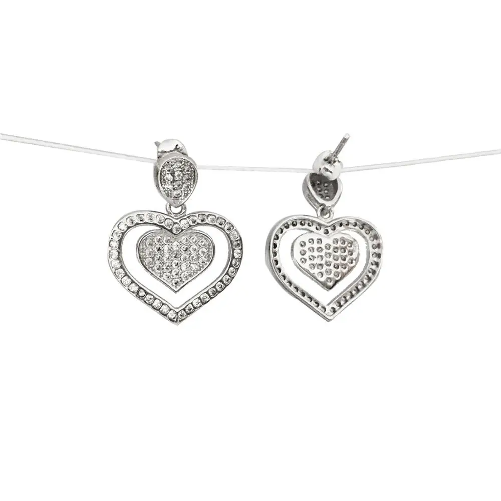 

925 Sterling Silver Earrings CZ Zircons Heart Shape Design For Women Jewelry Gold Color Paved Party Earrings Gift