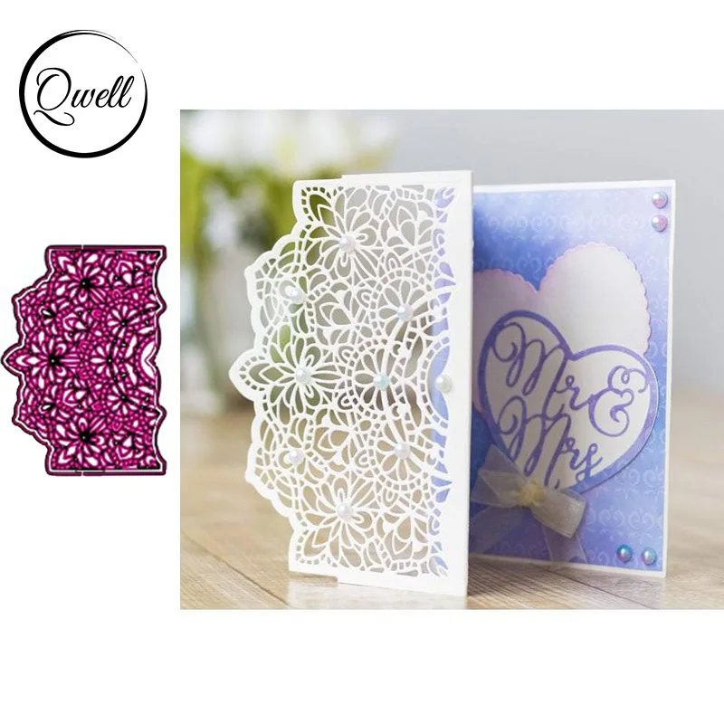 QWELL кружевная рамка металлические режущие штампы для скрапбукинга и открыток
