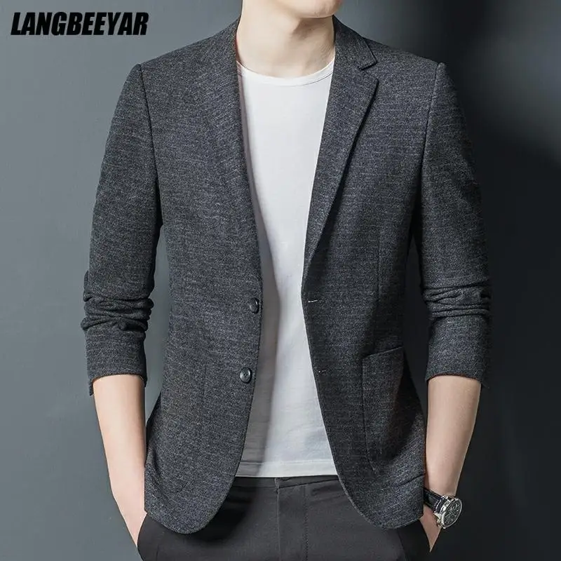 

Top Grade New Brand Casual Fashion Men Blazer Slim Fit Casual 2021 Jacket Elegant Party Suit Korean Coat Mens Clothing 2021