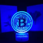 Акриловая Настольная 3D лампа с биткоином, ночник с дистанционным управлением и питанием от USB, ночник с аккумулятором, подарок для детей, украшение для спальни, 16 цветов