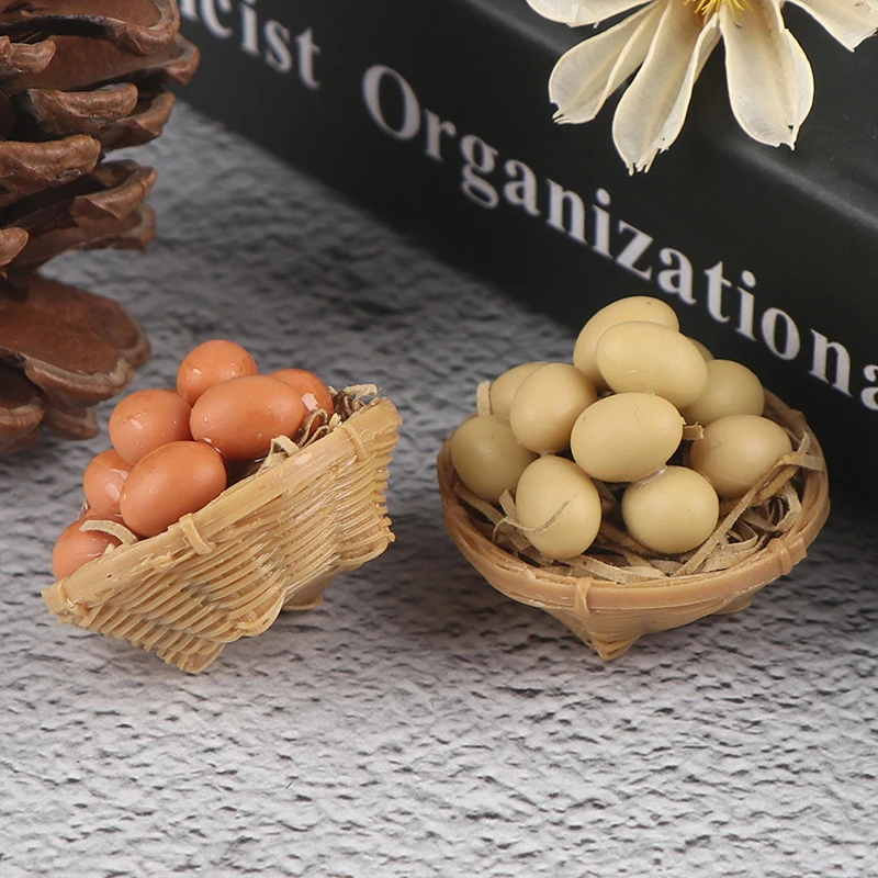 

1:12 Dollhouse Miniature Accessories Kitchen Food Mini Egg with Egg Baskets for Doll House Cooking Game food 1Set