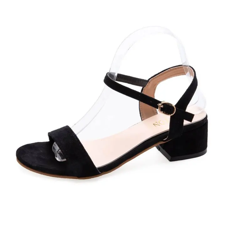 

2021 summer Korean edition new thick heels large size fashion breathable buckle women's outer wear shallow heels sandals