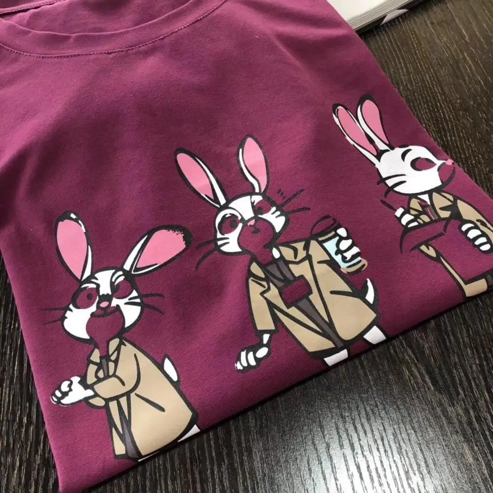 

Rabbit printing fashion simple fashion T-shirt 2020 new tee shirt