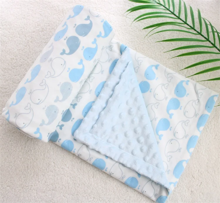 b-whale (Minky face) 115X155 см 2 слоя 3D в горошек мультфильм Минки коралловый флис мягкий термальный малыш детское большое детское одеяло, дети заднее сиденье крышка детское одеяло - Цвет: b-whale (Minky face)
