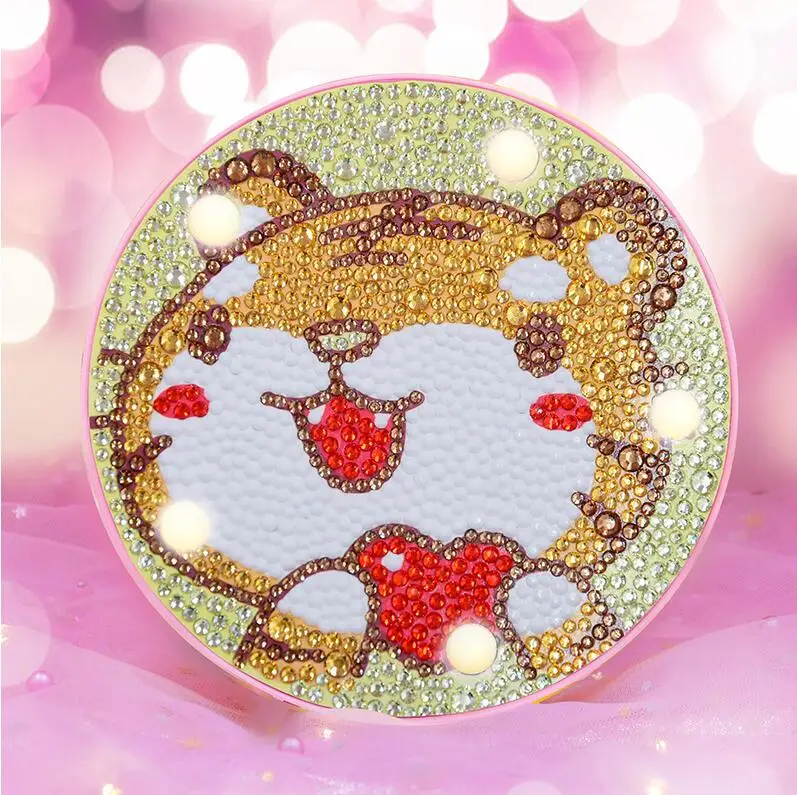 16x16x4.3mm Светодиодный ночник с милым животным, алмазным рисунком, полный светильник для детей, украшение Bedoom, вышитый светильник, подарок для рукоделия - Цвет: 16x16x4.3mm