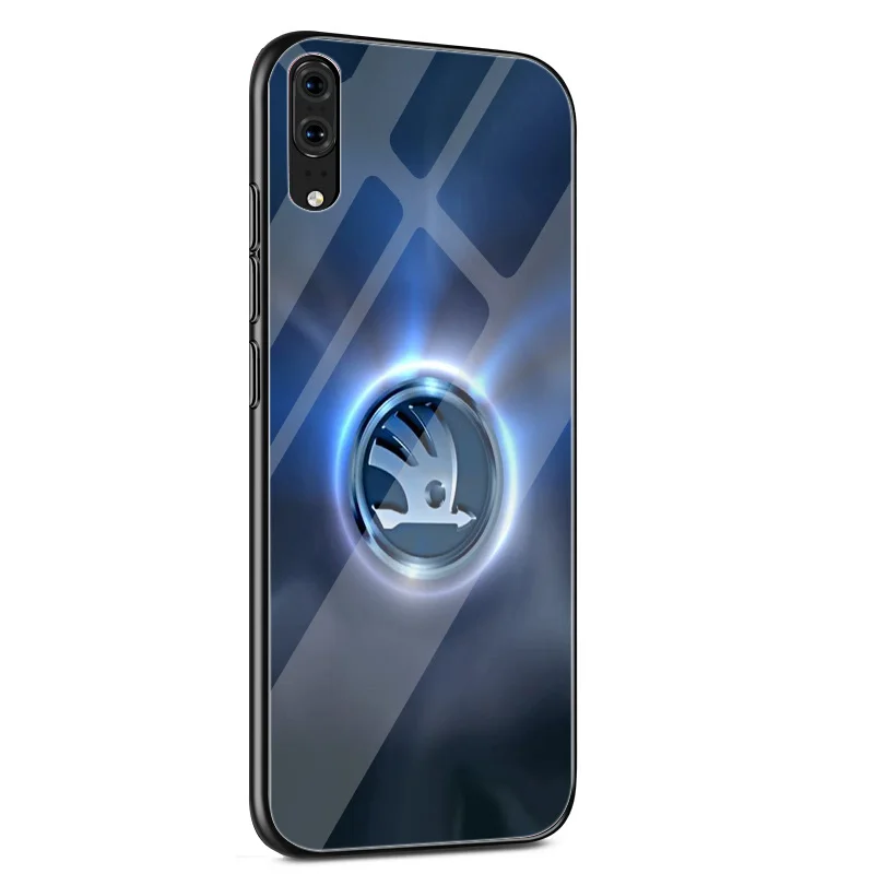 Desxz Стекло чехол для телефона для Xiaomi mi 8 9 Lite Red mi Примечание 5 6 7 Pro A1 A2 6A 4X Pocophone F1 Skoda автомобильные брелки с логотипом