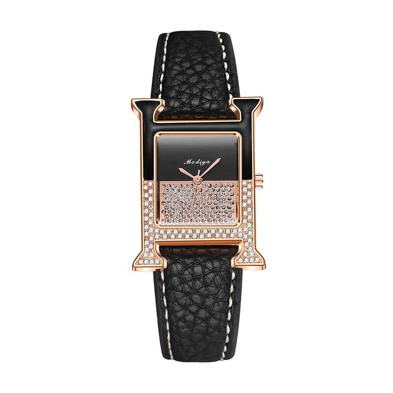 Прямая поставка креативные часы с бриллиантовым циферблатом розовое золото