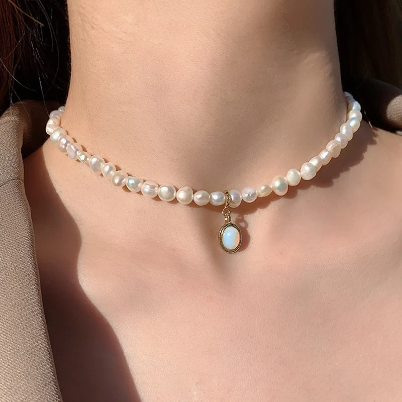 

Женское Ожерелье с натуральным жемчугом, элегантное свадебное ожерелье-чокер белого цвета с имитацией жемчуга, 2021