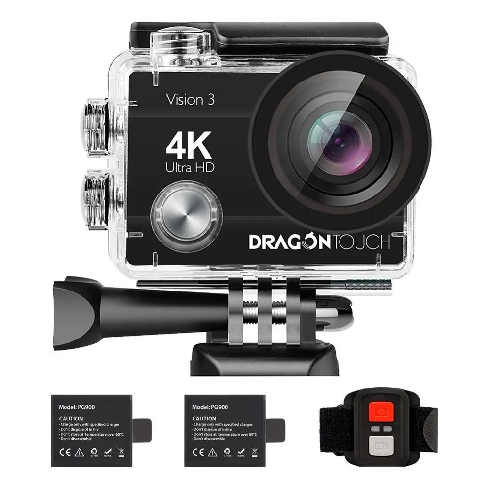 Экшн камера Dragon Touch Vision 3 с Wi Fi 4K 16 Мп Подводная Водонепроницаемая 170 °