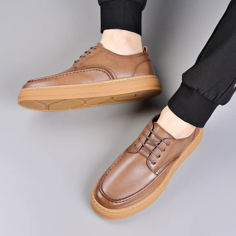 Кроссовки мужские в британском стиле дышащие на шнуровке плоская подошва