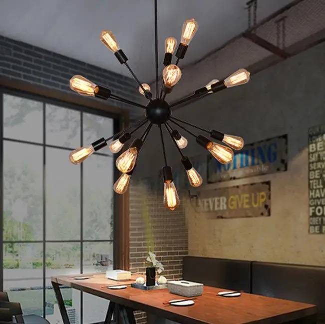 E27 Edison Bulbs Vintage Industrial Loft Pendant Light 12/16/18/20 Head Sputnik Pendant Lamp Restaurant Bar Lights