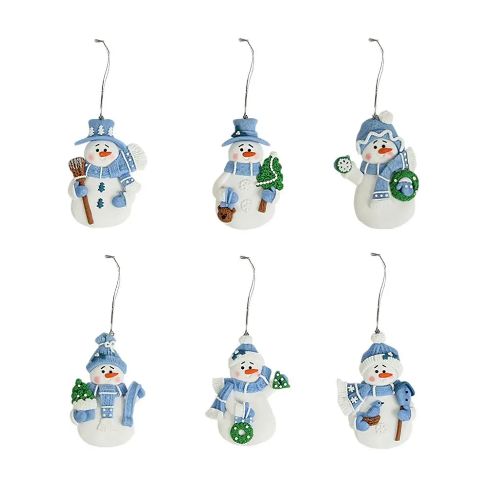

Snowman Tree Decoration 6 Pcs Blue Snowman Ornaments Vivid Soft Clay Snowman Mini Size With Perfect Details For Christmas Ho