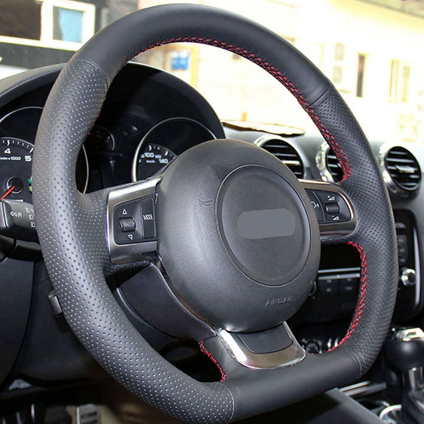 Искусственная кожа сшитые вручную Чехлы рулевого колеса автомобиля чехол для AUDI