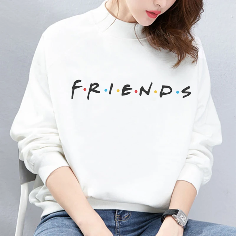 Осенне зимние женские толстовки с длинными рукавами и надписью Best Friends Harajuku